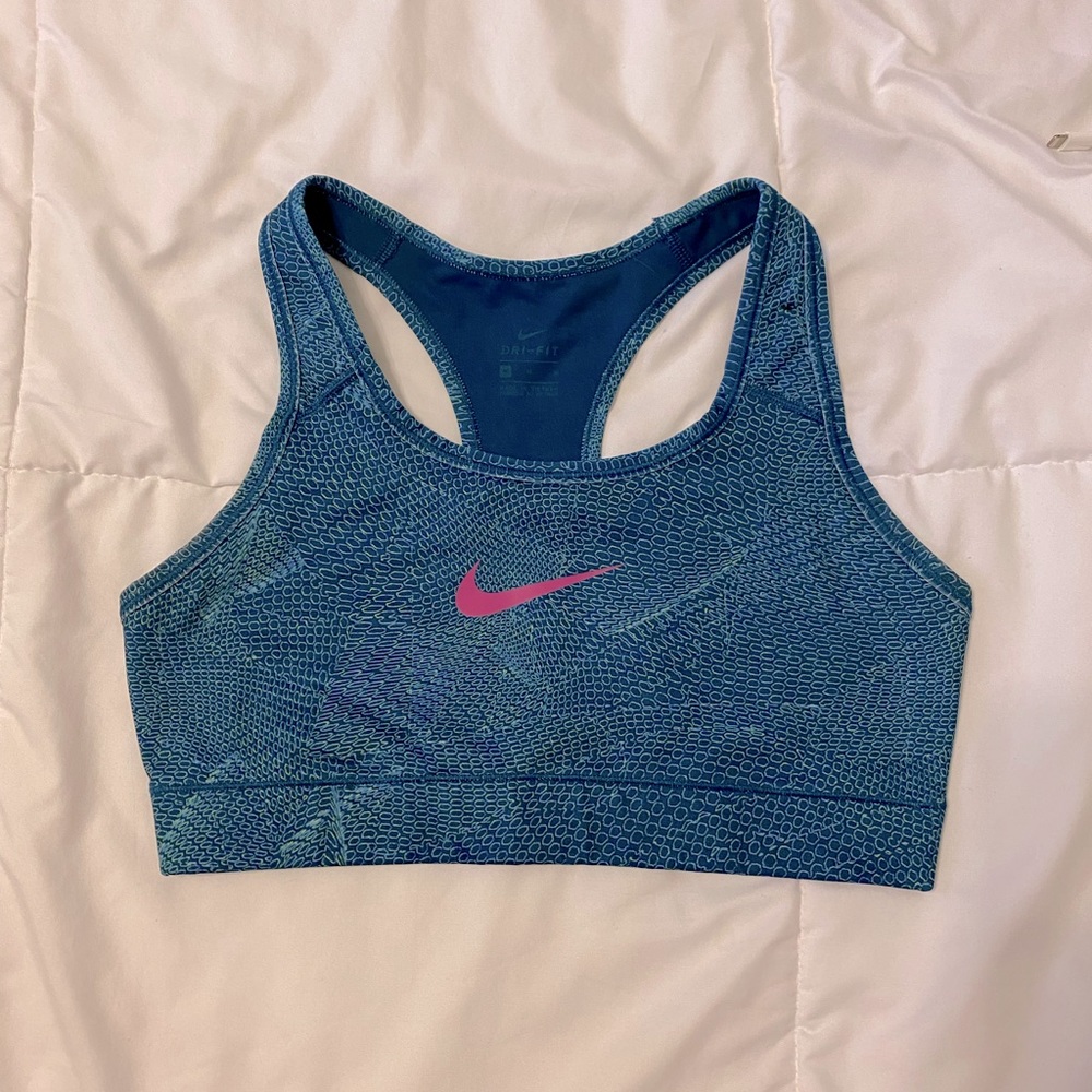 Nike Pro Teal and Fuchsia Patterned Sports Bra